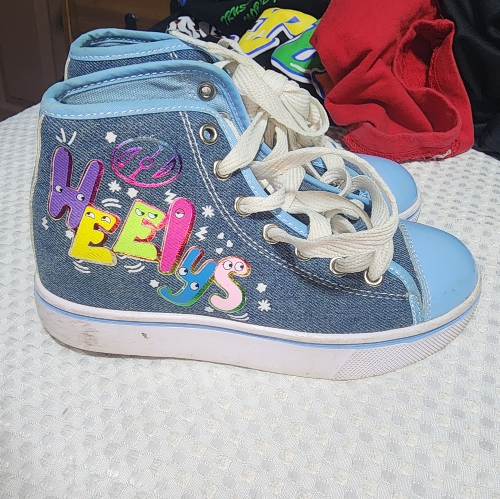 HEELYS EUC UNISEX SZ YOUTH 1Y VELOZ DENIM HEELY SNEAKER SHOES